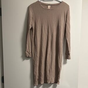 Tan Long Sleeve Knit Sleep Dress